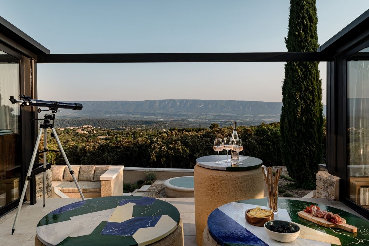 sunset view from private luxury villa during apéritif hour